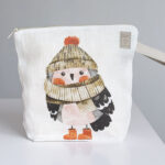 Projektová taška se zipem - Bird with scarf - velká