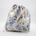 Projektová taška se šňůrou - Modré květy a kolibříci - velká