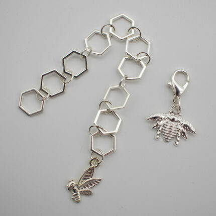 Knitting Margot počítadlo řad - Bees & Honeycombs - silver